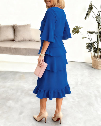 Jordan | Women's Ruffle Tiered Mid-Length Dress
