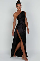 Tiffany | Women's Wedding Guest Satin One Shoulder Bodycon Dress