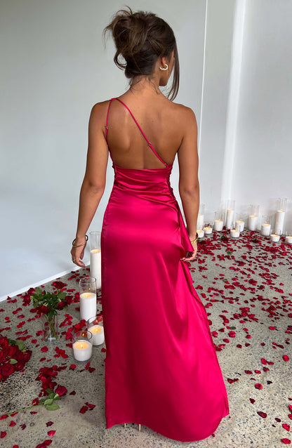 Tiffany | Women's Wedding Guest Satin One Shoulder Bodycon Dress