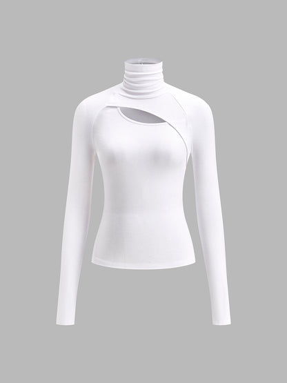 Delilah | Women's Turtleneck Cutout Top Long Sleeve Fitted Going Out Top