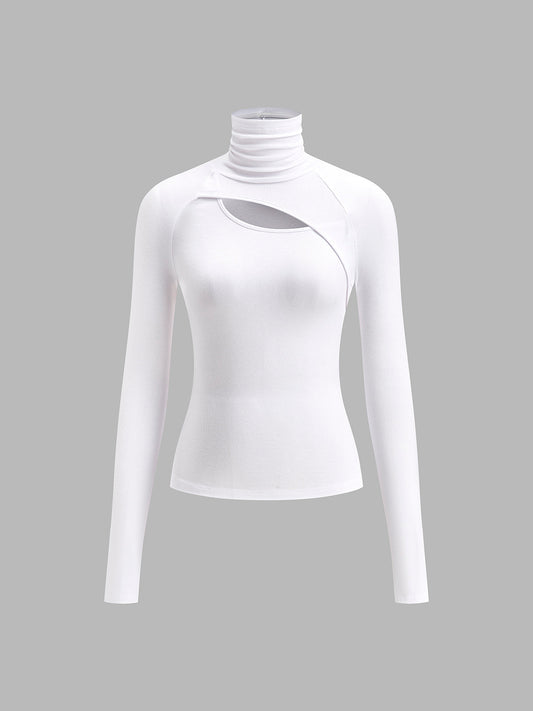 Delilah | Women's Turtleneck Cutout Top Long Sleeve Fitted Going Out Top