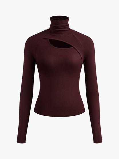 Delilah | Women's Turtleneck Cutout Top Long Sleeve Fitted Going Out Top