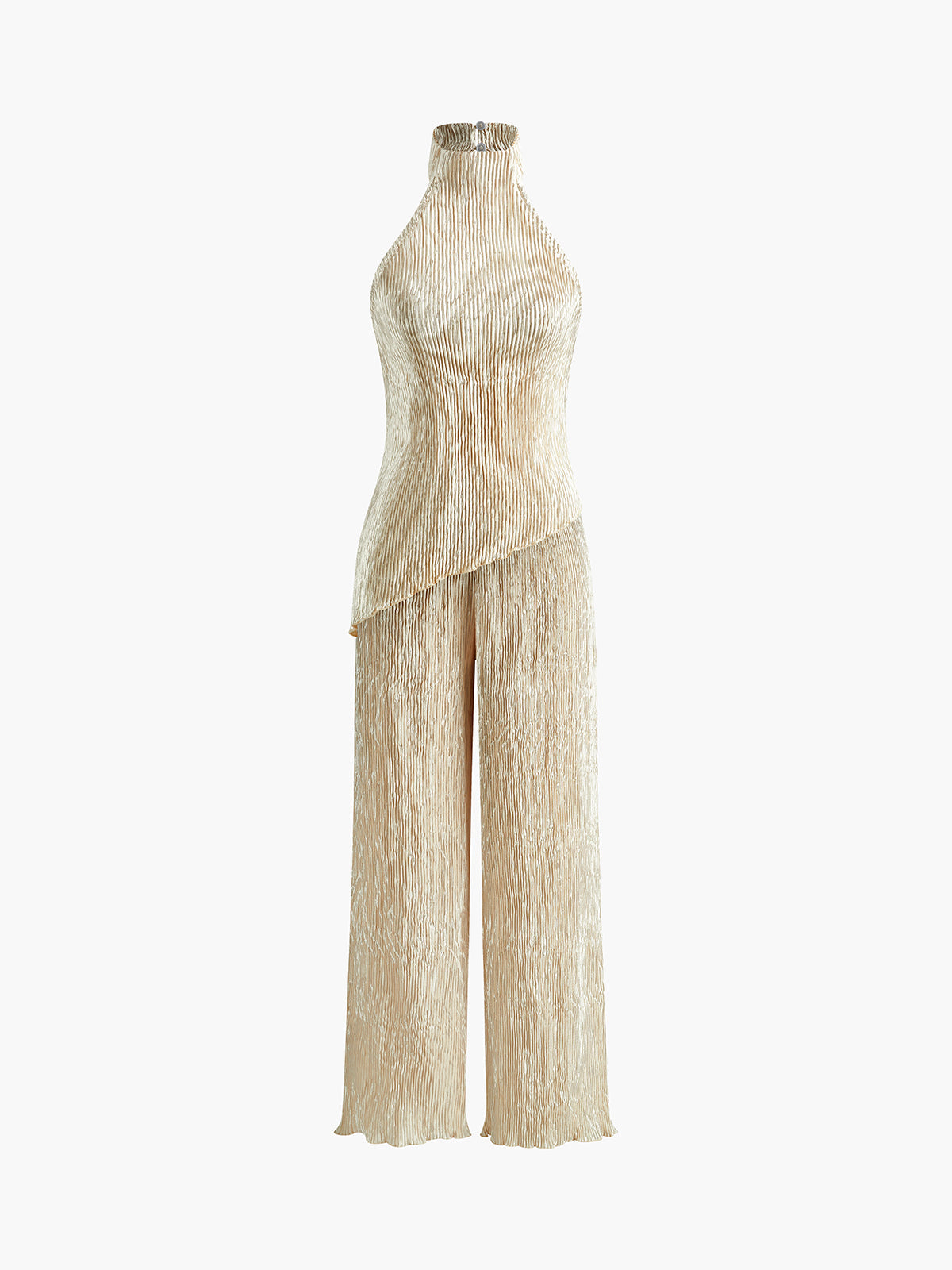 Ruth | Women's Halter Neck Pleated Top & Wide Leg Pants Set