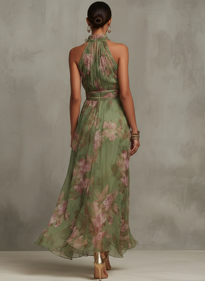 Kendra | Women's Floral Halter Neck Maxi Dress