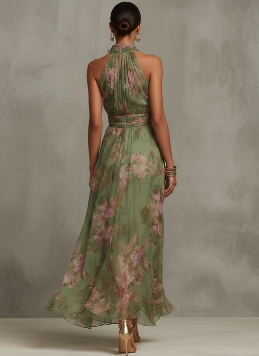 Kendra | Women's Floral Halter Neck Maxi Dress