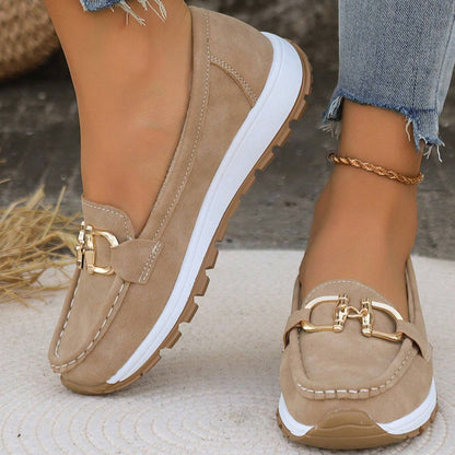 Stacy | Women's Gold Buckle Comfort Loafers