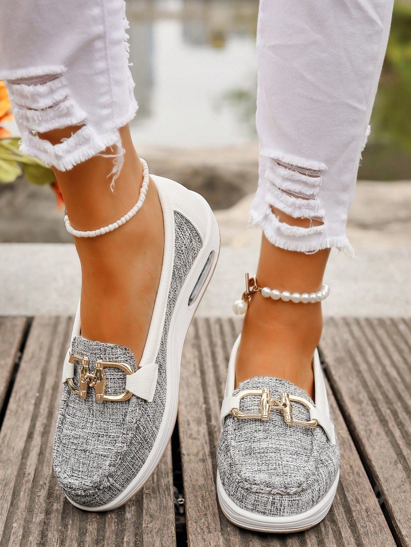 Stacy | Women's Gold Buckle Comfort Loafers