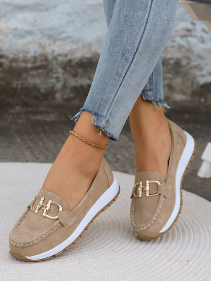 Stacy | Women's Gold Buckle Comfort Loafers