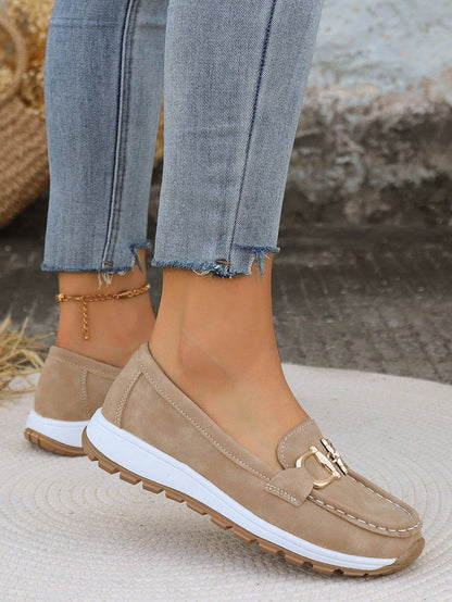 Stacy | Women's Gold Buckle Comfort Loafers
