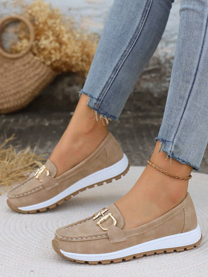 Stacy | Women's Gold Buckle Comfort Loafers