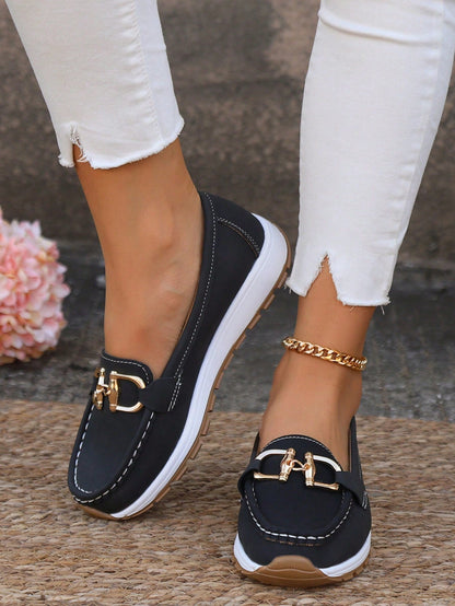 Stacy | Women's Gold Buckle Comfort Loafers