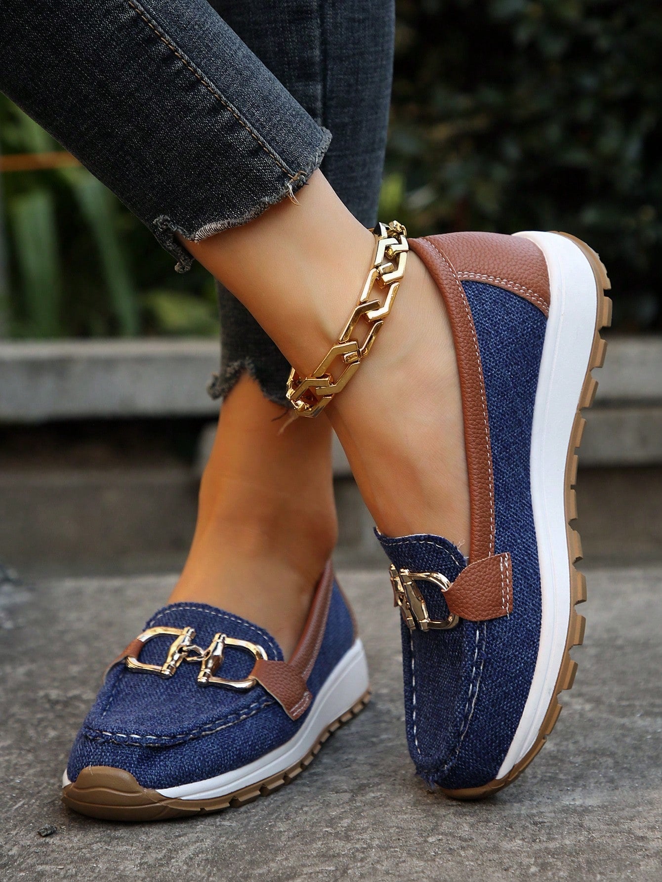 Stacy | Women's Gold Buckle Comfort Loafers