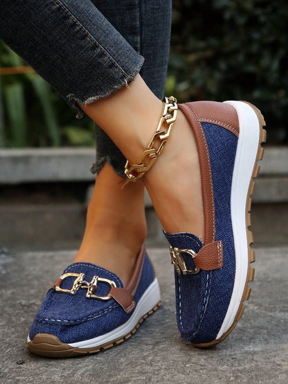 Stacy | Women's Gold Buckle Comfort Loafers
