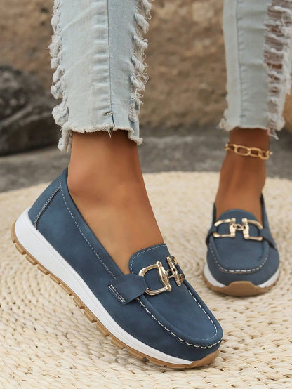 Stacy | Women's Gold Buckle Comfort Loafers