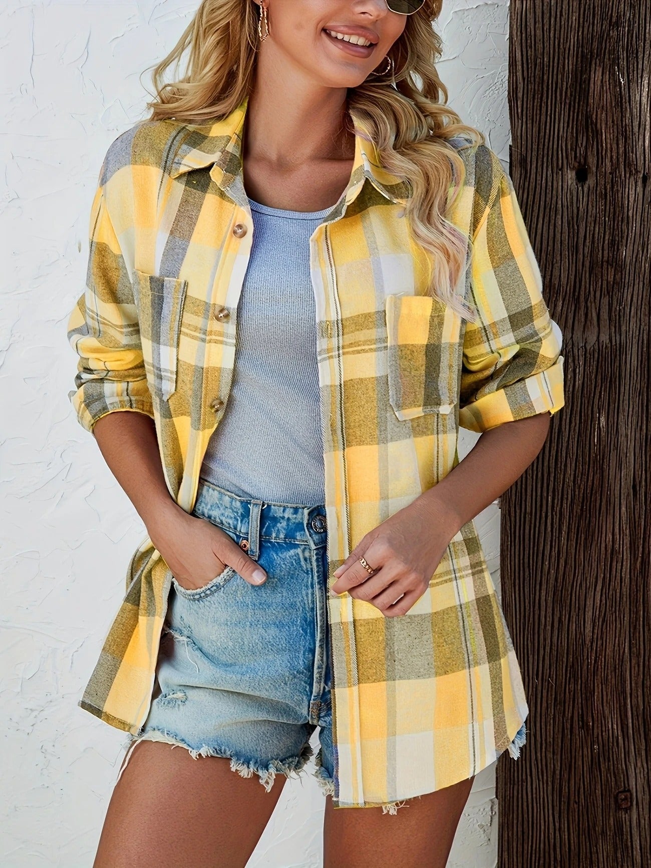 Beatrice | Women's Oversized Plaid Flannel Button-Down Shirt