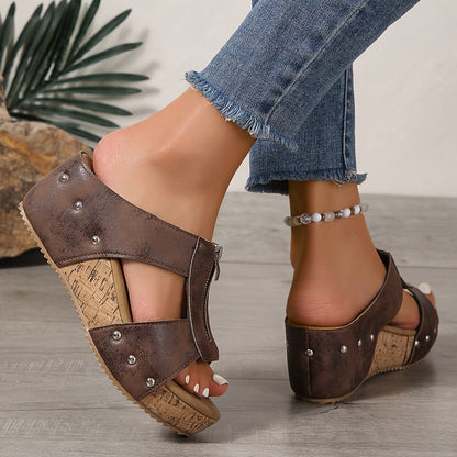 Jessica | Women's Platform Slip-On Wedge Sandals for Walking