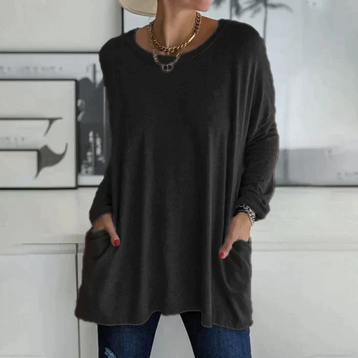 Amber | Women's Oversized Long Sleeve Tunic Top with Pockets