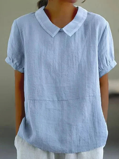 Elise | Women's Peter Pan Collar Short Sleeve Relaxed Top