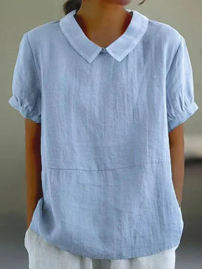 Elise | Women's Peter Pan Collar Short Sleeve Relaxed Top