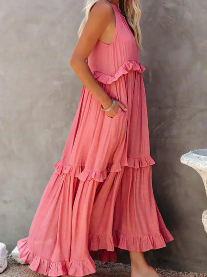 Serenity | Refined No-Sleeve Dress with Ruffles