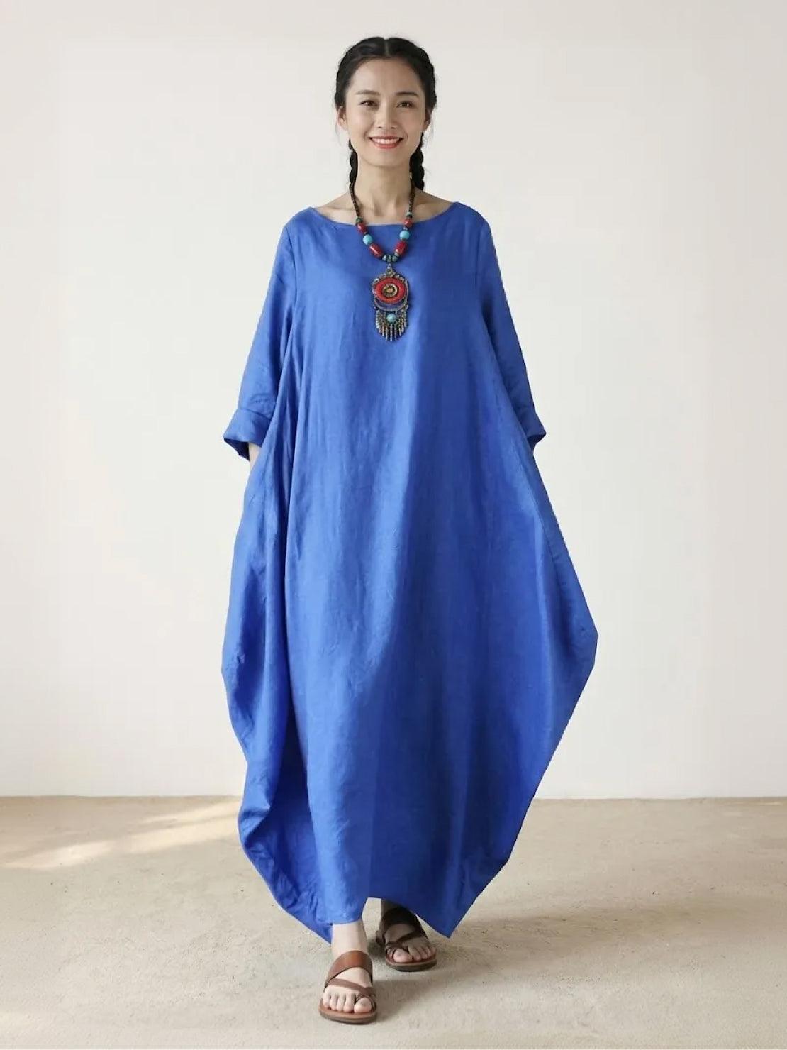 Willow | Women's Oversized Bohemian Maxi Dress with 3/4 Sleeves