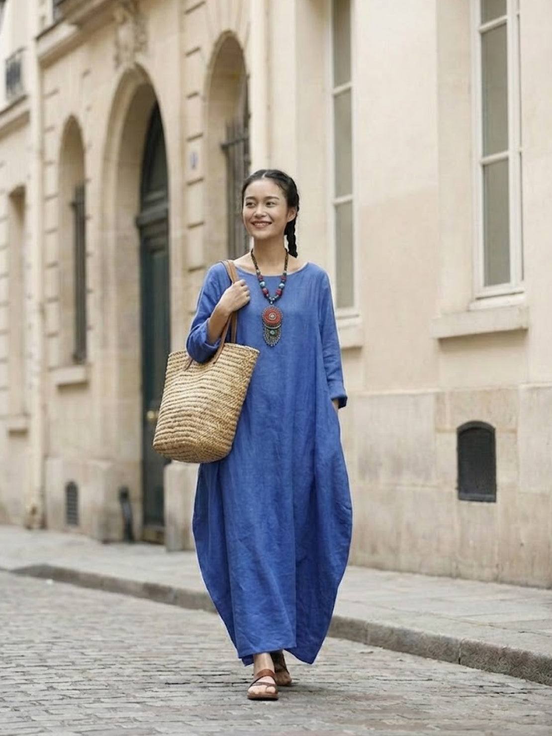 Willow | Women's Oversized Bohemian Maxi Dress with 3/4 Sleeves