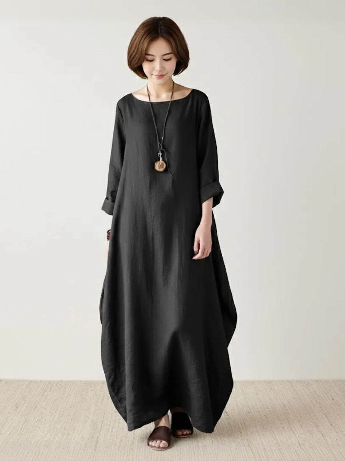 Willow | Women's Oversized Bohemian Maxi Dress with 3/4 Sleeves