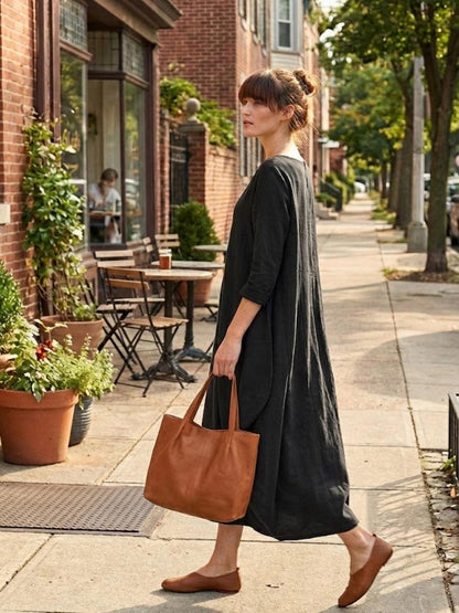 Willow | Women's Oversized Bohemian Maxi Dress with 3/4 Sleeves