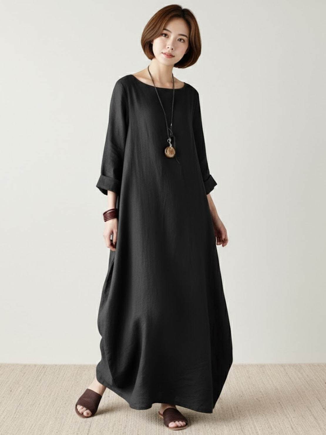Willow | Women's Oversized Bohemian Maxi Dress with 3/4 Sleeves