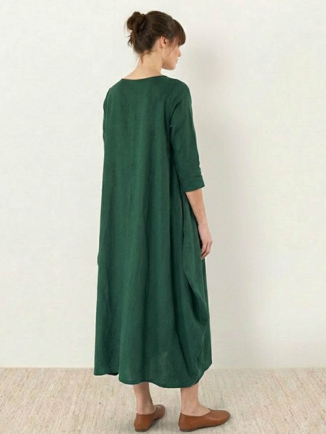 Willow | Women's Oversized Bohemian Maxi Dress with 3/4 Sleeves