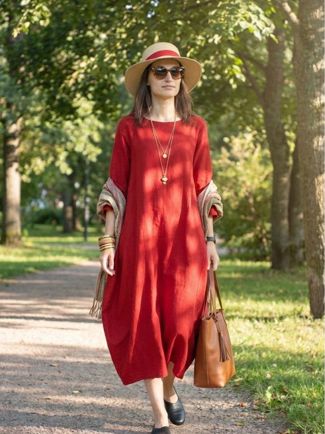 Willow | Women's Oversized Bohemian Maxi Dress with 3/4 Sleeves