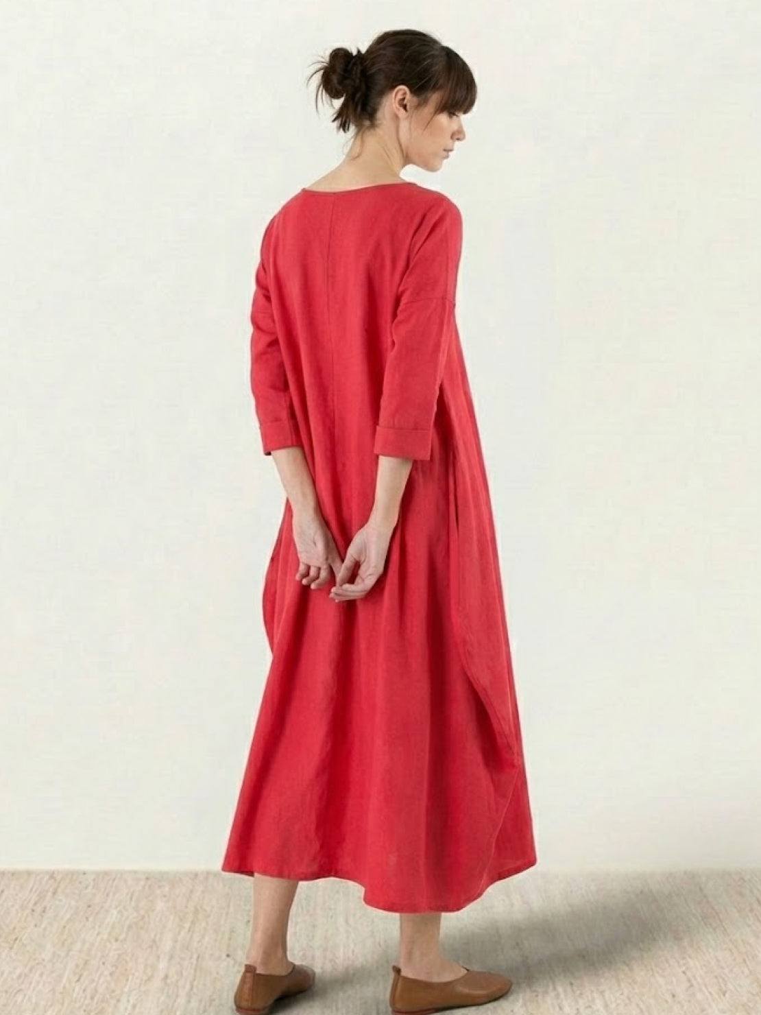 Willow | Women's Oversized Bohemian Maxi Dress with 3/4 Sleeves