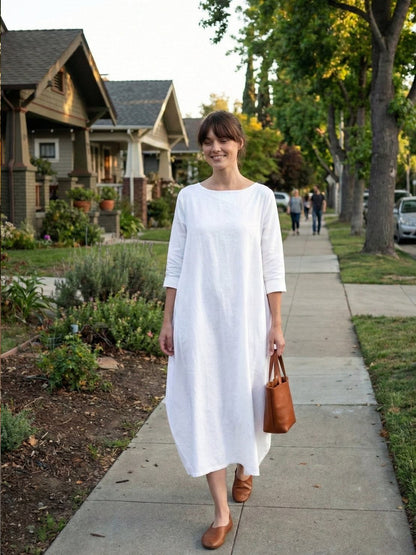 Willow | Women's Oversized Bohemian Maxi Dress with 3/4 Sleeves