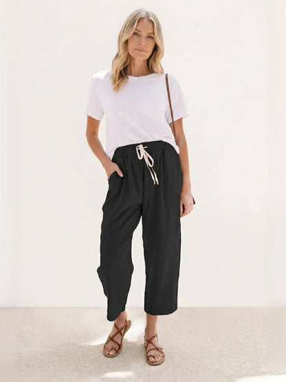 Beatrice | Women's Relaxed Drawstring Straight-Leg Relaxed Pants