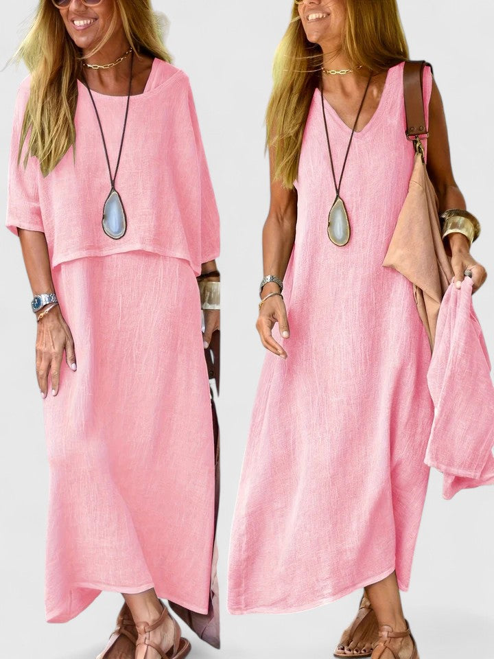 Layla | Women's Two-Piece Set Maxi Dress & Short-Sleeved Top