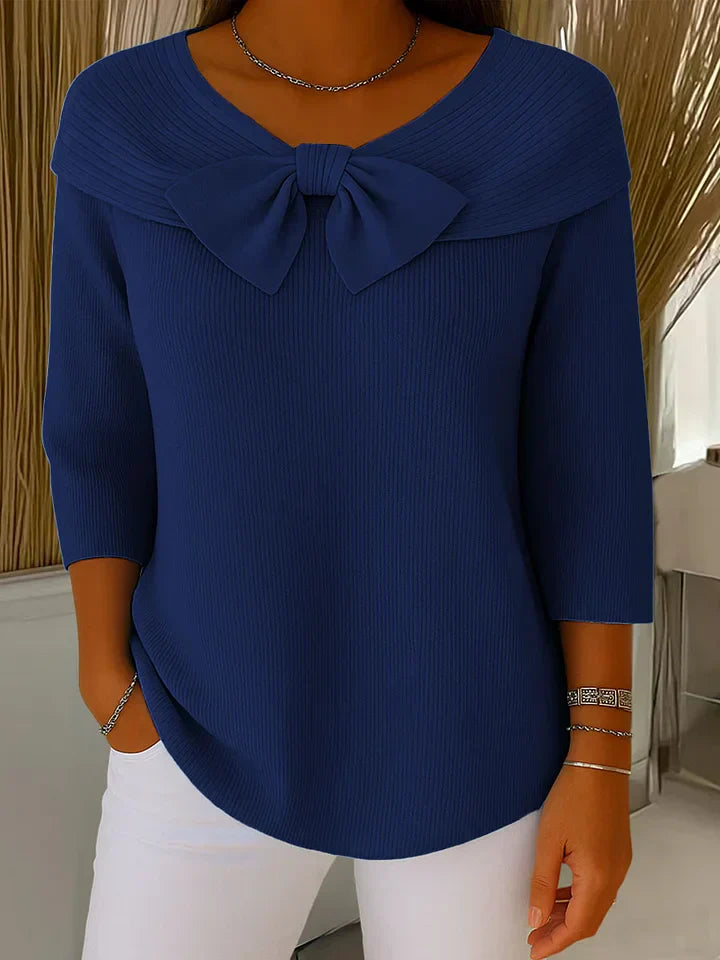Beatrice | Women's Sweater with Bow and Round Neckline