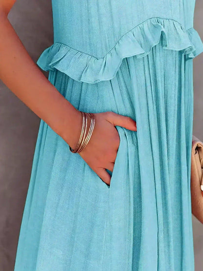 Serenity | Refined No-Sleeve Dress with Ruffles