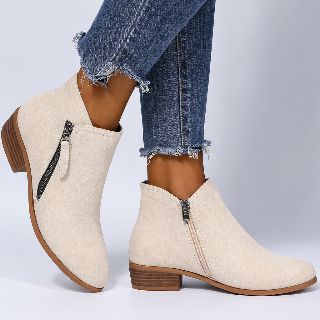 Riley | Womenâs Ankle Boots â Side-Zip Design with Low Heel