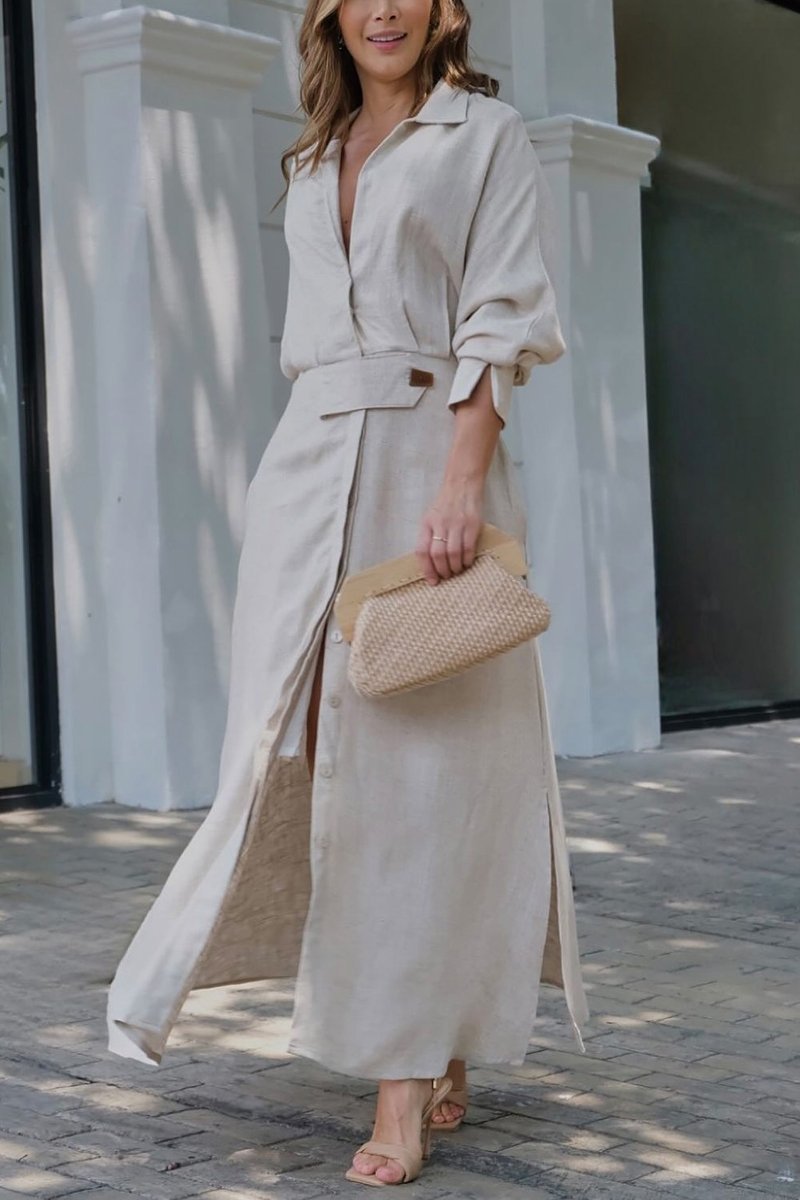 Kelly | Women's Collared Belted Maxi Dress