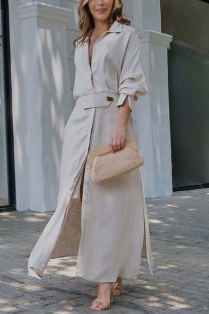 Kelly | Women's Collared Belted Maxi Dress