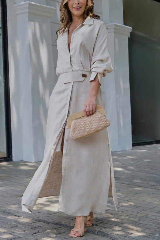 Kelly | Women's Collared Belted Maxi Dress