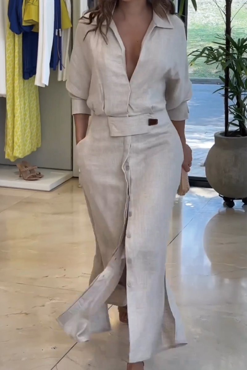 Kelly | Women's Collared Belted Maxi Dress