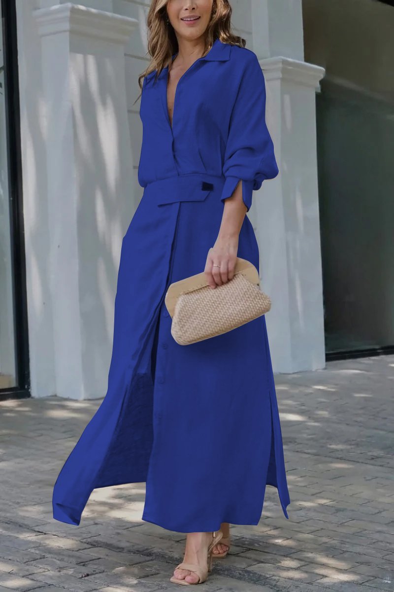 Kelly | Women's Collared Belted Maxi Dress