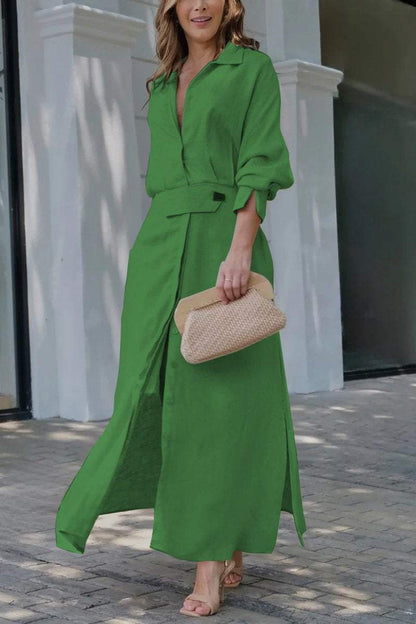 Kelly | Women's Collared Belted Maxi Dress