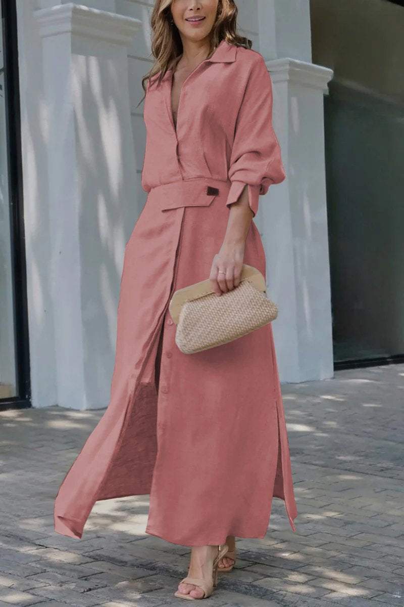 Kelly | Women's Collared Belted Maxi Dress