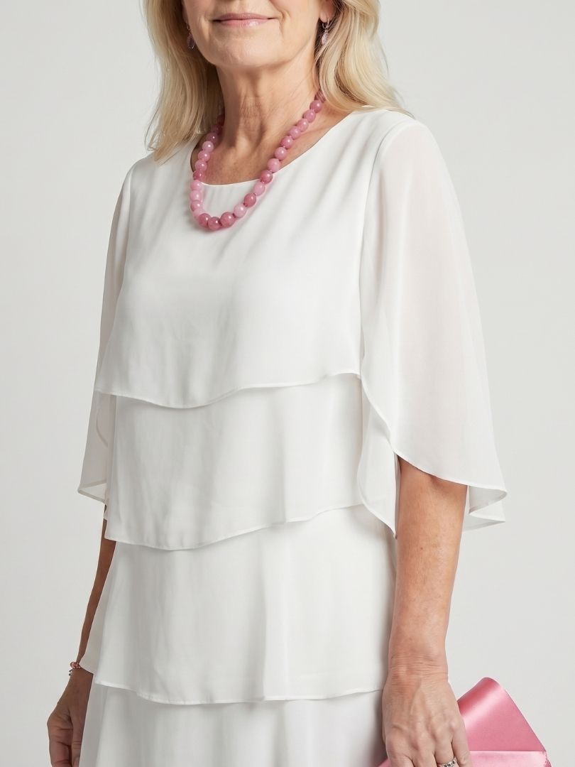 Diana | Women's Tiered Flutter Sleeve Mid-Length Dress