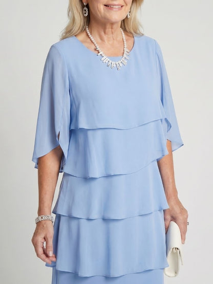 Diana | Women's Tiered Flutter Sleeve Mid-Length Dress