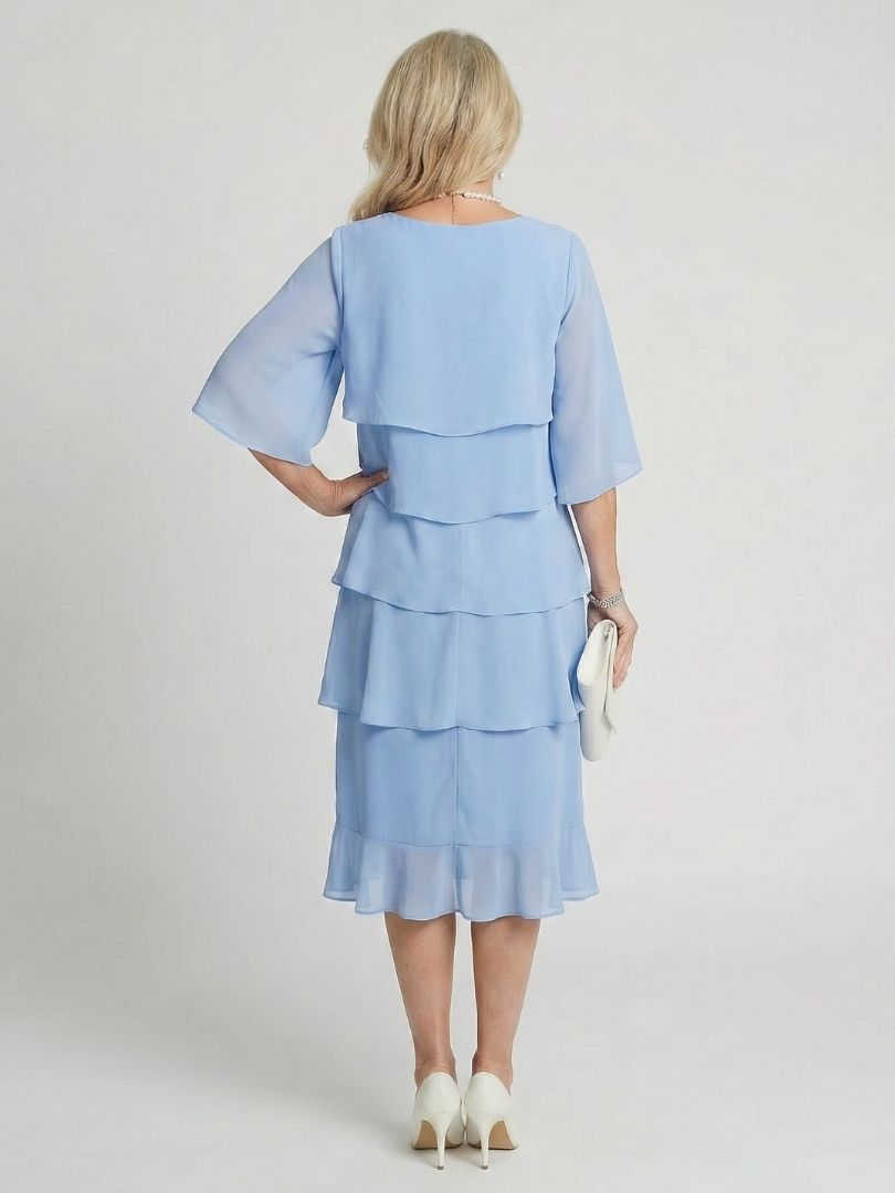Diana | Women's Tiered Flutter Sleeve Mid-Length Dress