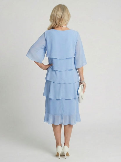 Diana | Women's Tiered Flutter Sleeve Mid-Length Dress
