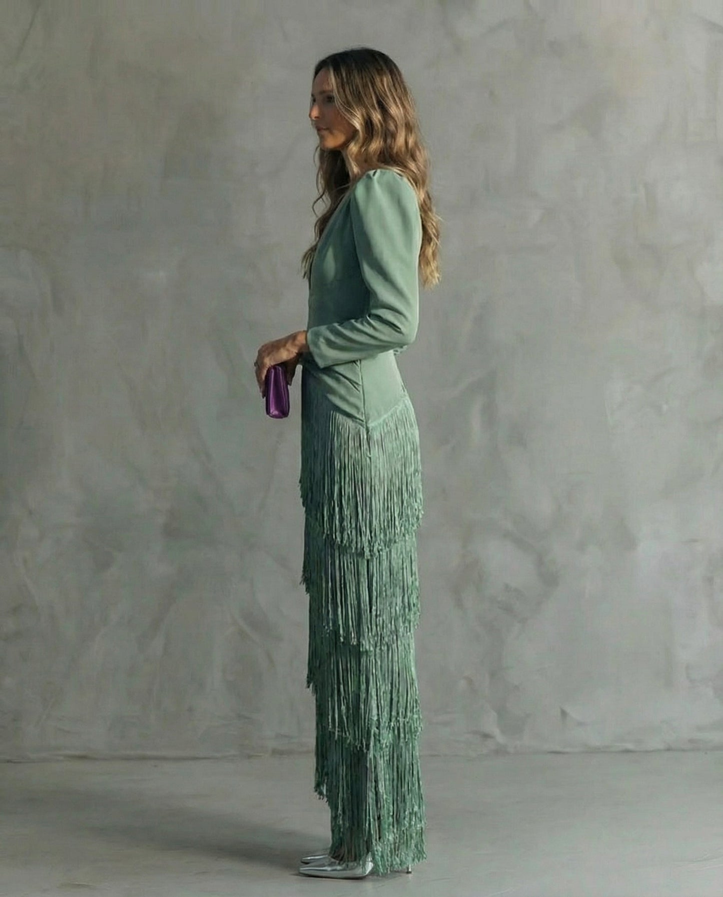 Julia | Women's V Neck Fringe Maxi Dress